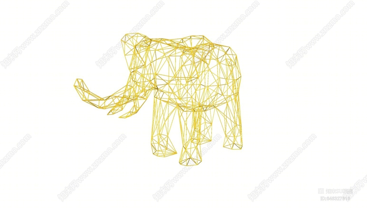 现代风格大象雕塑SU模型下载【ID:646327816】