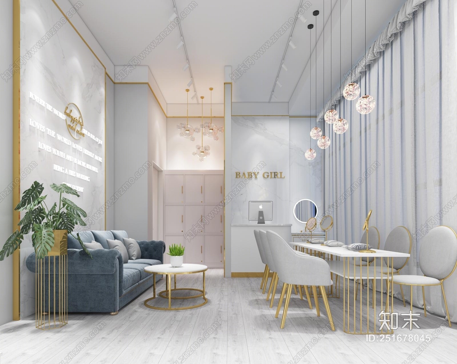 北欧美甲美容店3D模型下载【ID:251678045】