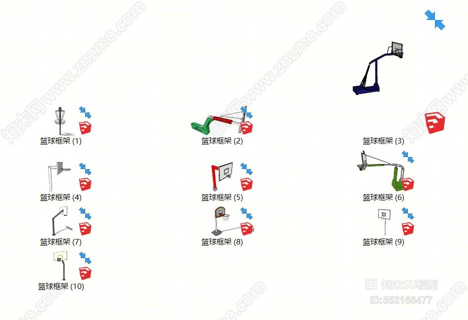 现代风格篮球架SU模型下载【ID:552168477】