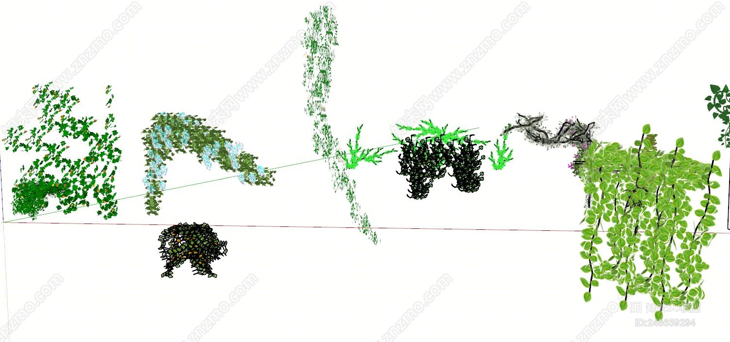 现代风格绿植墙藤本植物SU模型下载【ID:248659294】