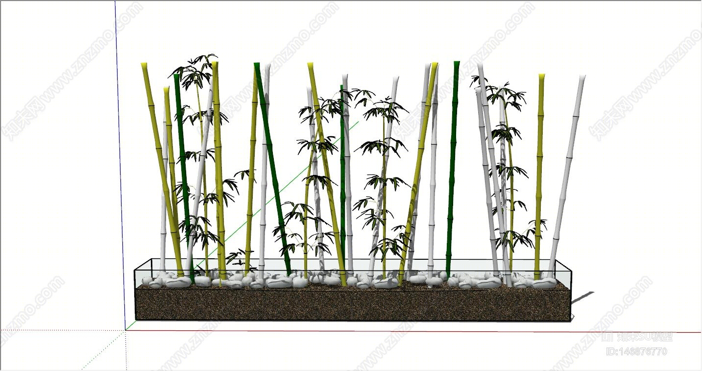 中式室外别墅竹子端景SU模型下载【ID:146876770】