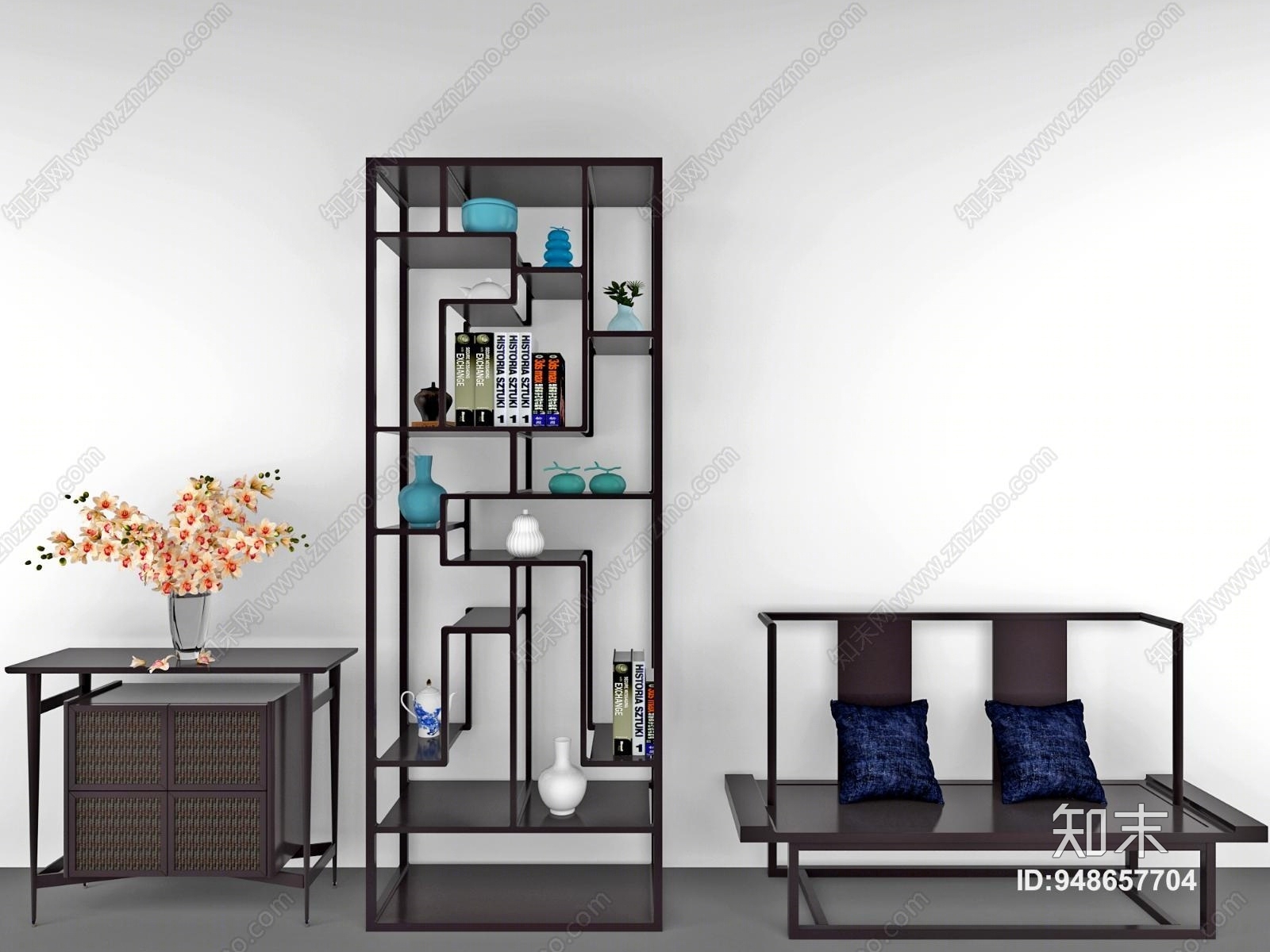 中式家具博古架3D模型下载【ID:948657704】