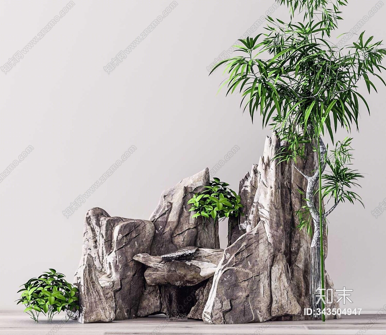 现代植物景观太湖石石头3D模型下载【ID:343504947】