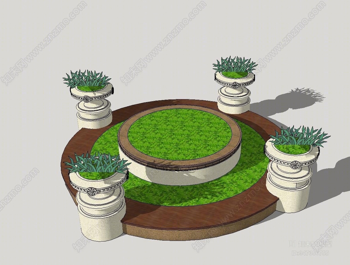 现代花草SU模型草图
