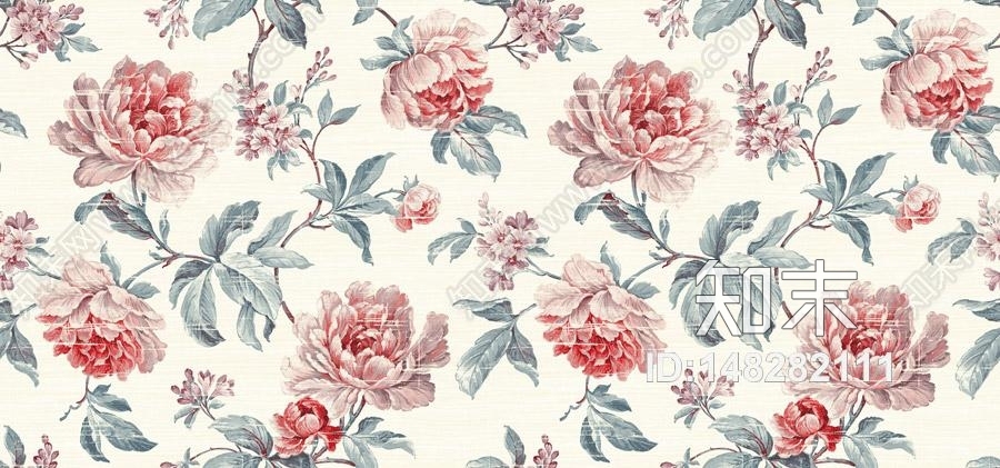 牡丹花布纹纹理贴图下载【ID:148282111】