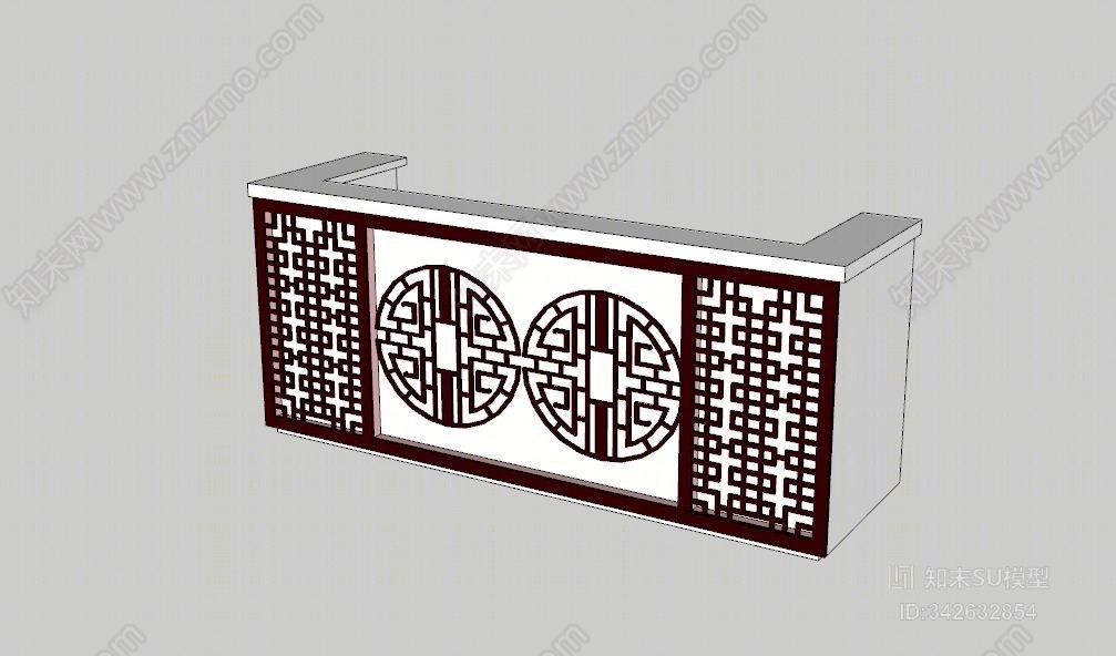 中式雕花收银台SU模型下载【ID:342632854】