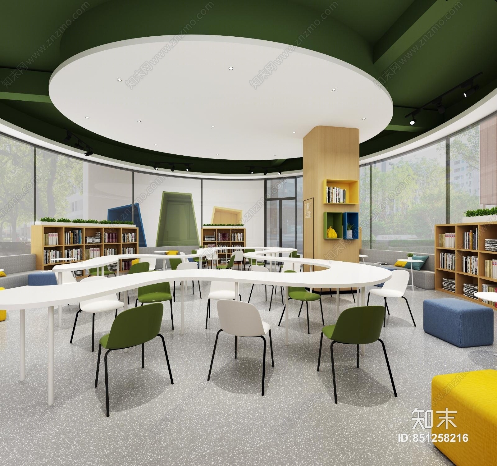 现代学校休闲书吧喜茶桌子3D模型下载【ID:851258216】