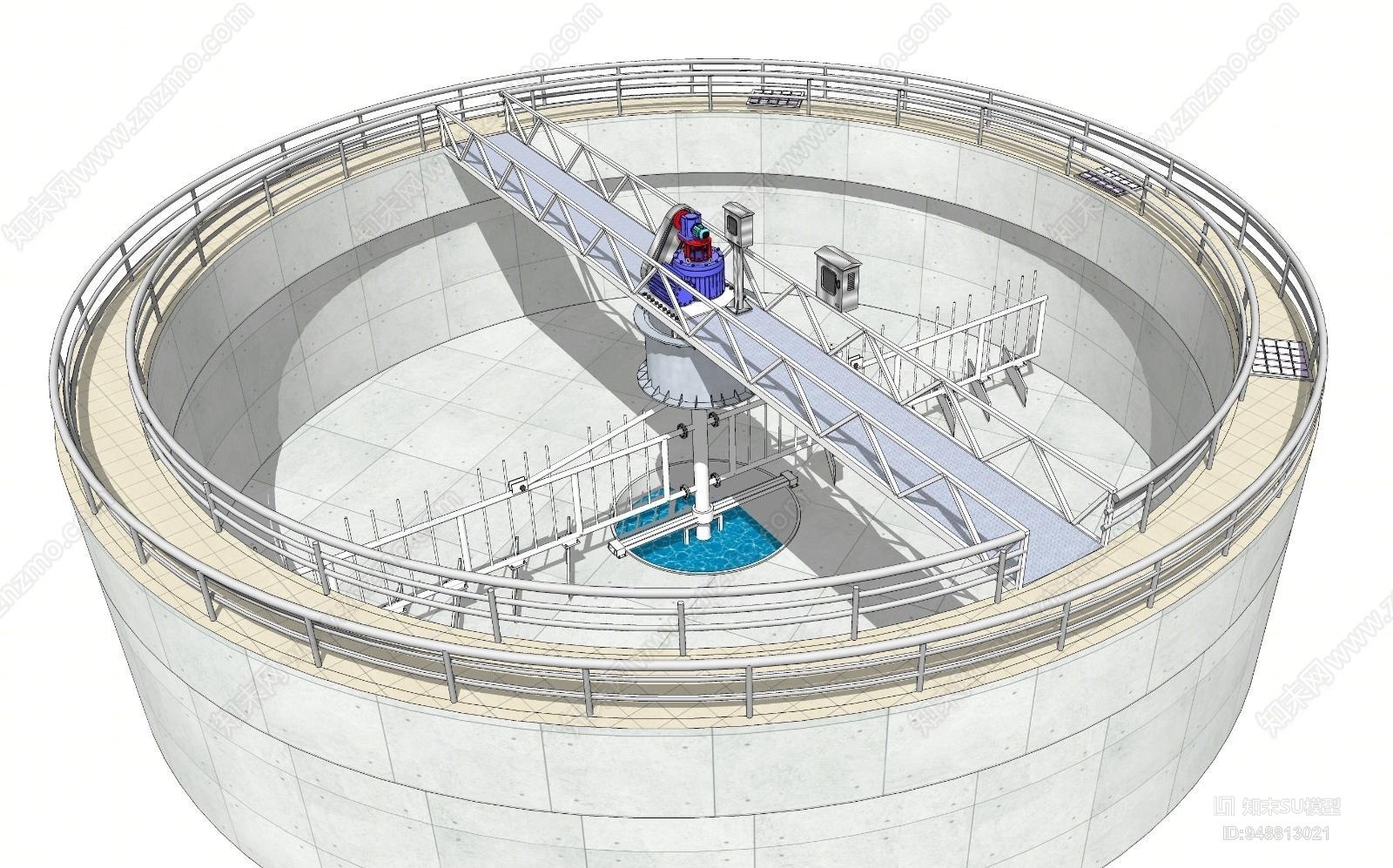 工业风格机房水厂浓缩池机动设备SU模型下载【ID:948813021】