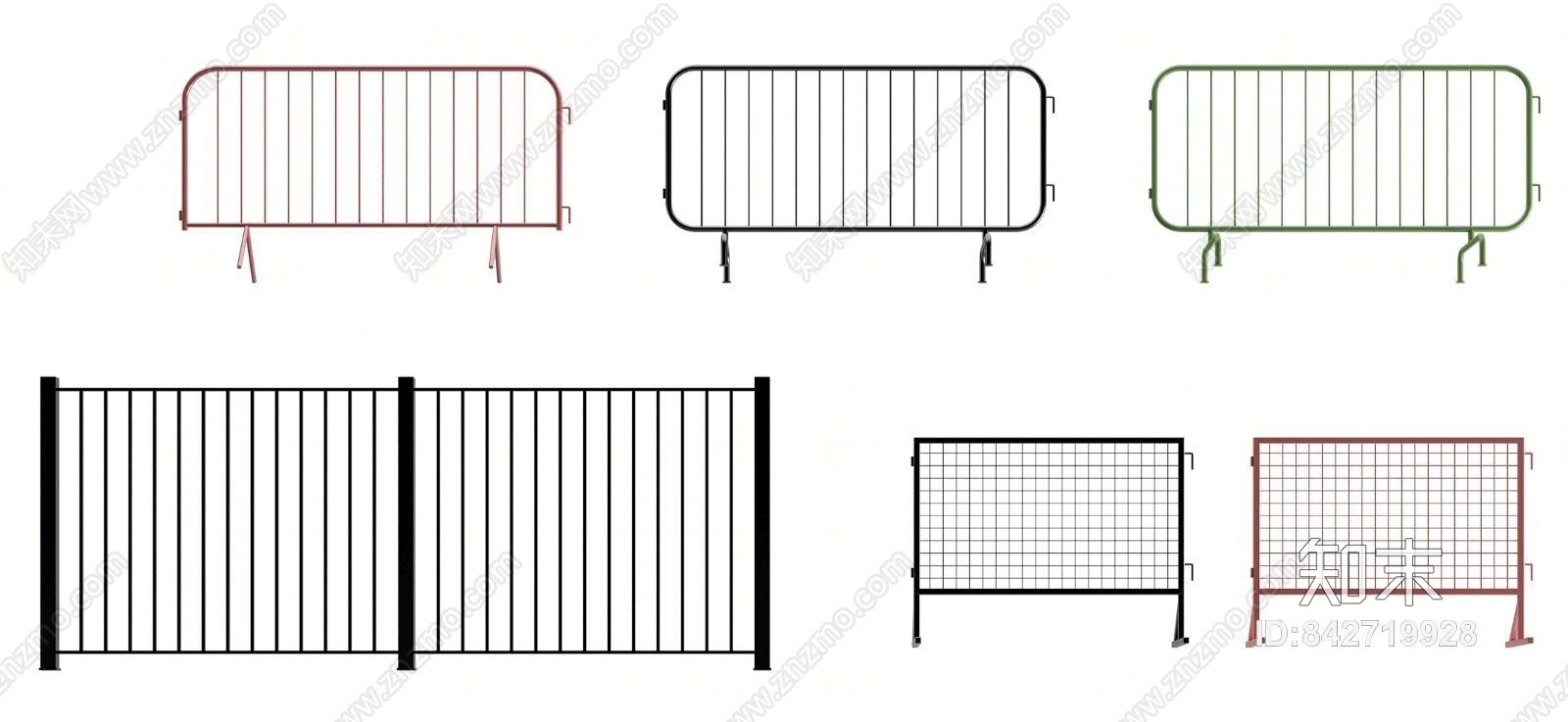 现代铁艺围栏护栏3D模型下载【ID:842719928】