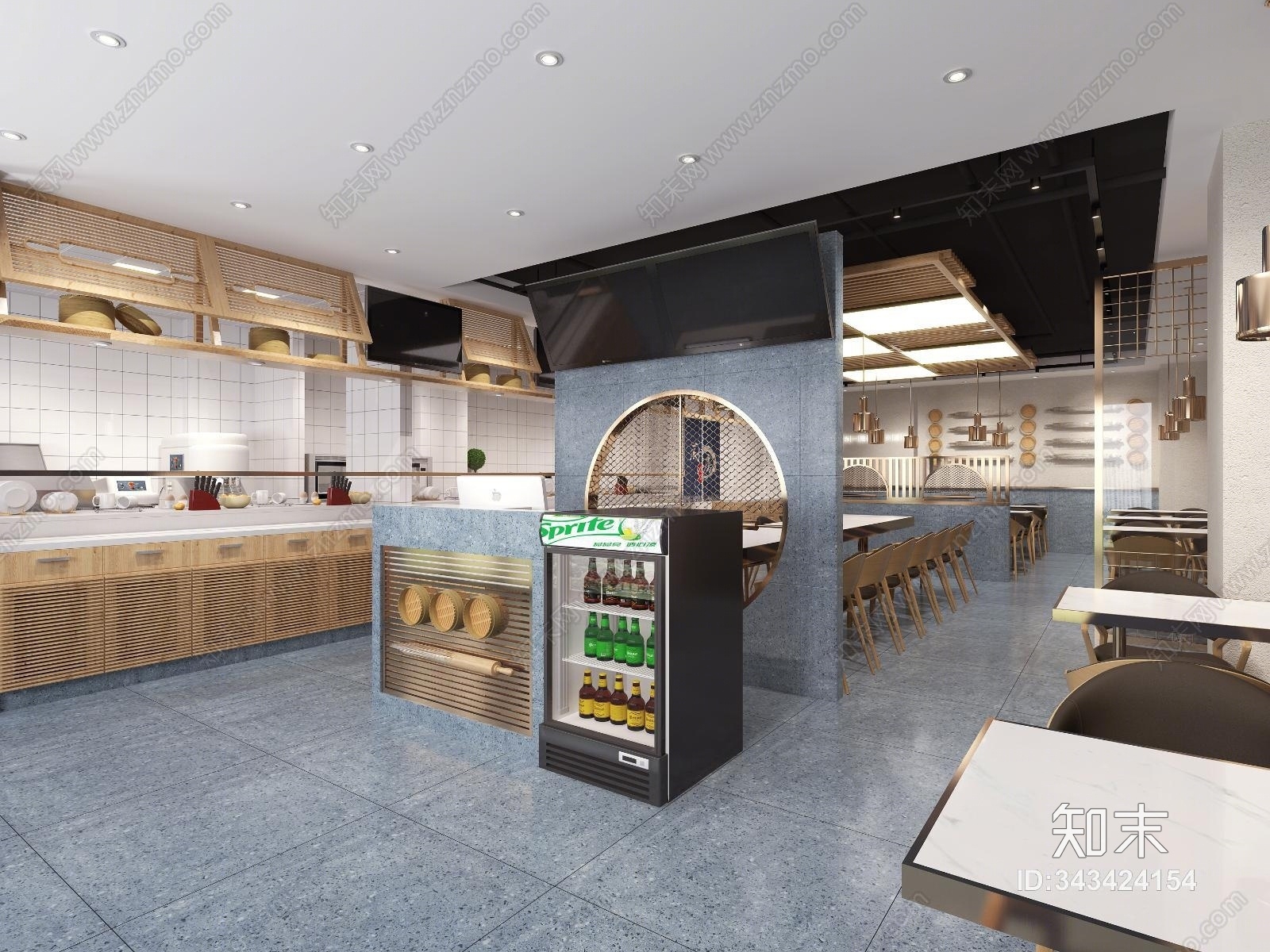 现代餐饮店3D模型下载【ID:343424154】