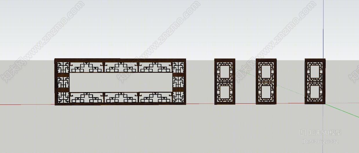 中式雕花镂空窗指示牌SU模型下载【ID:930628332】