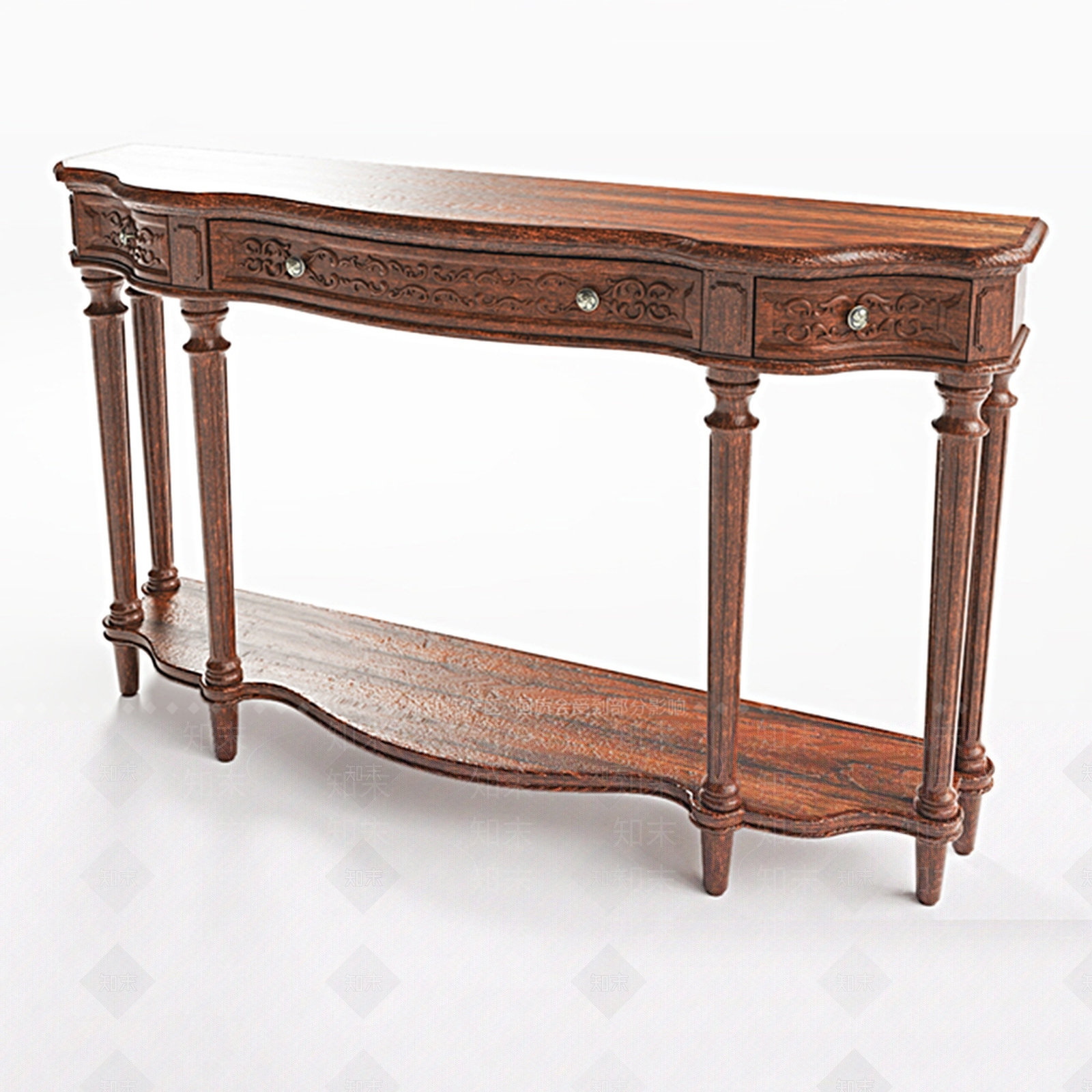 日式边几玄关柜条几3D模型下载【ID:933081887】