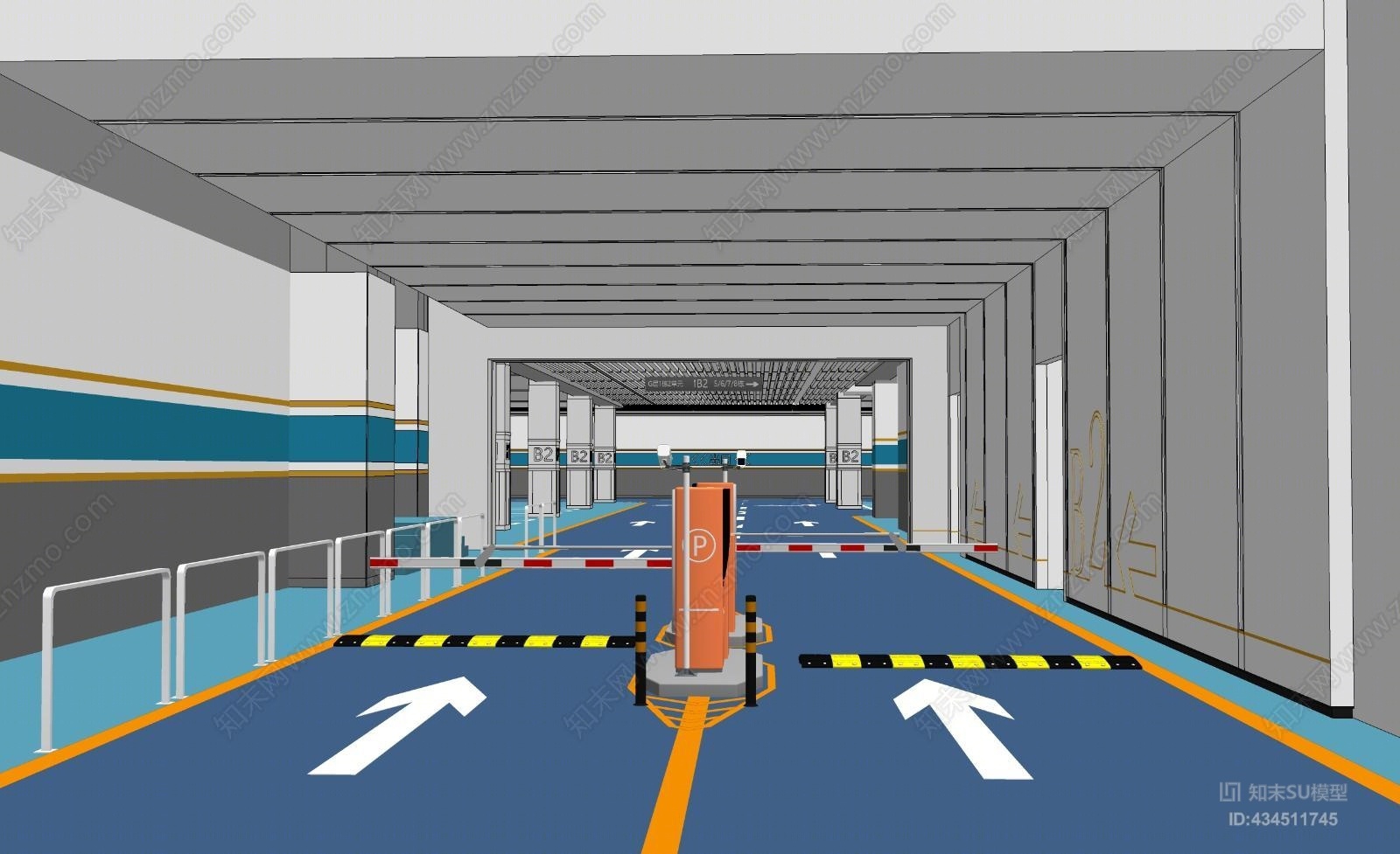 地下停車場入口su模型下載【id:434511745】