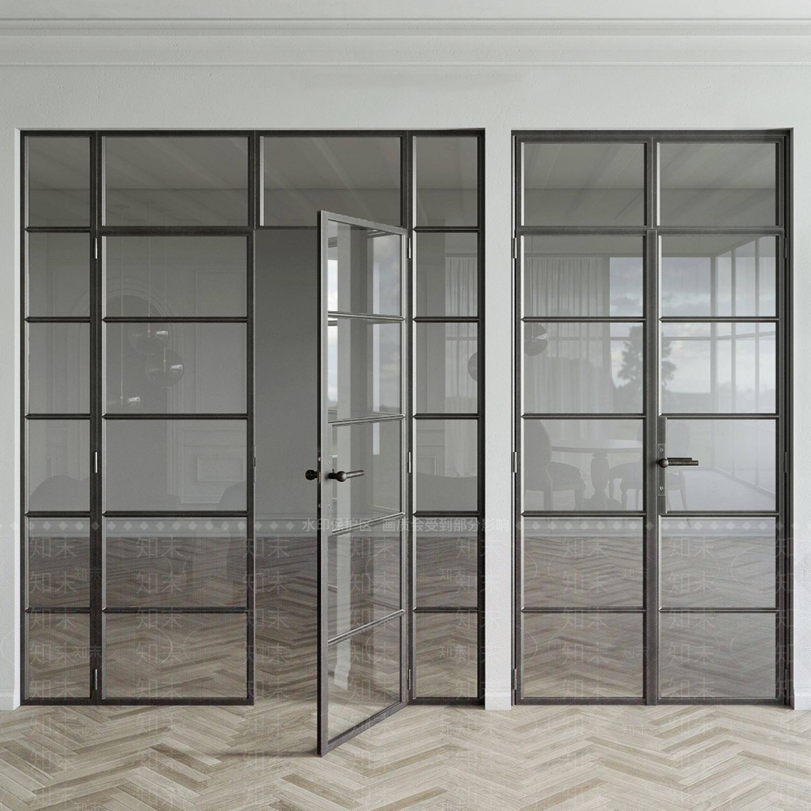 现代办公室玻璃门3D模型下载【ID:633386551】