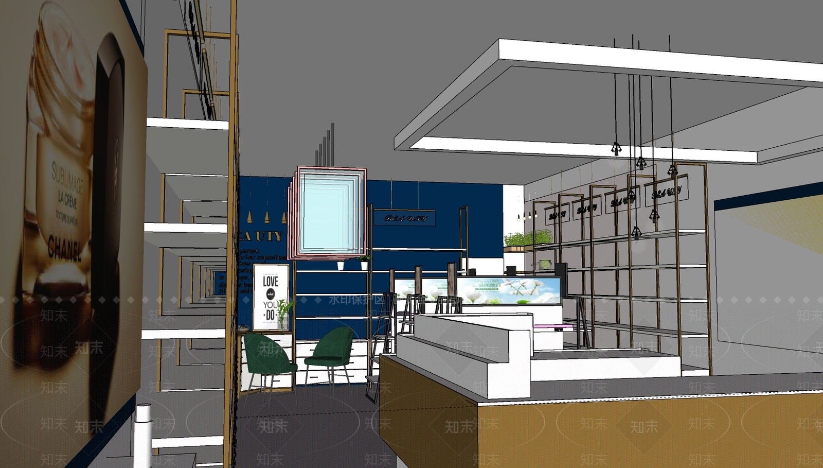 北欧美妆店SU模型下载【ID:734788765】