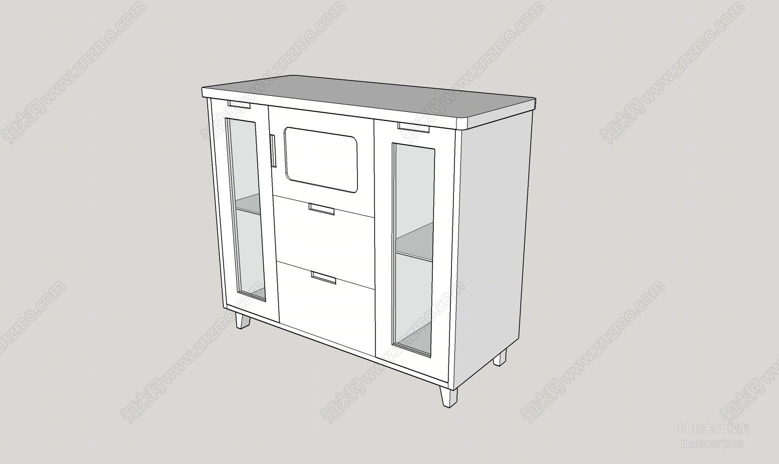 办公用品茶水柜钱SU模型下载【ID:330872363】