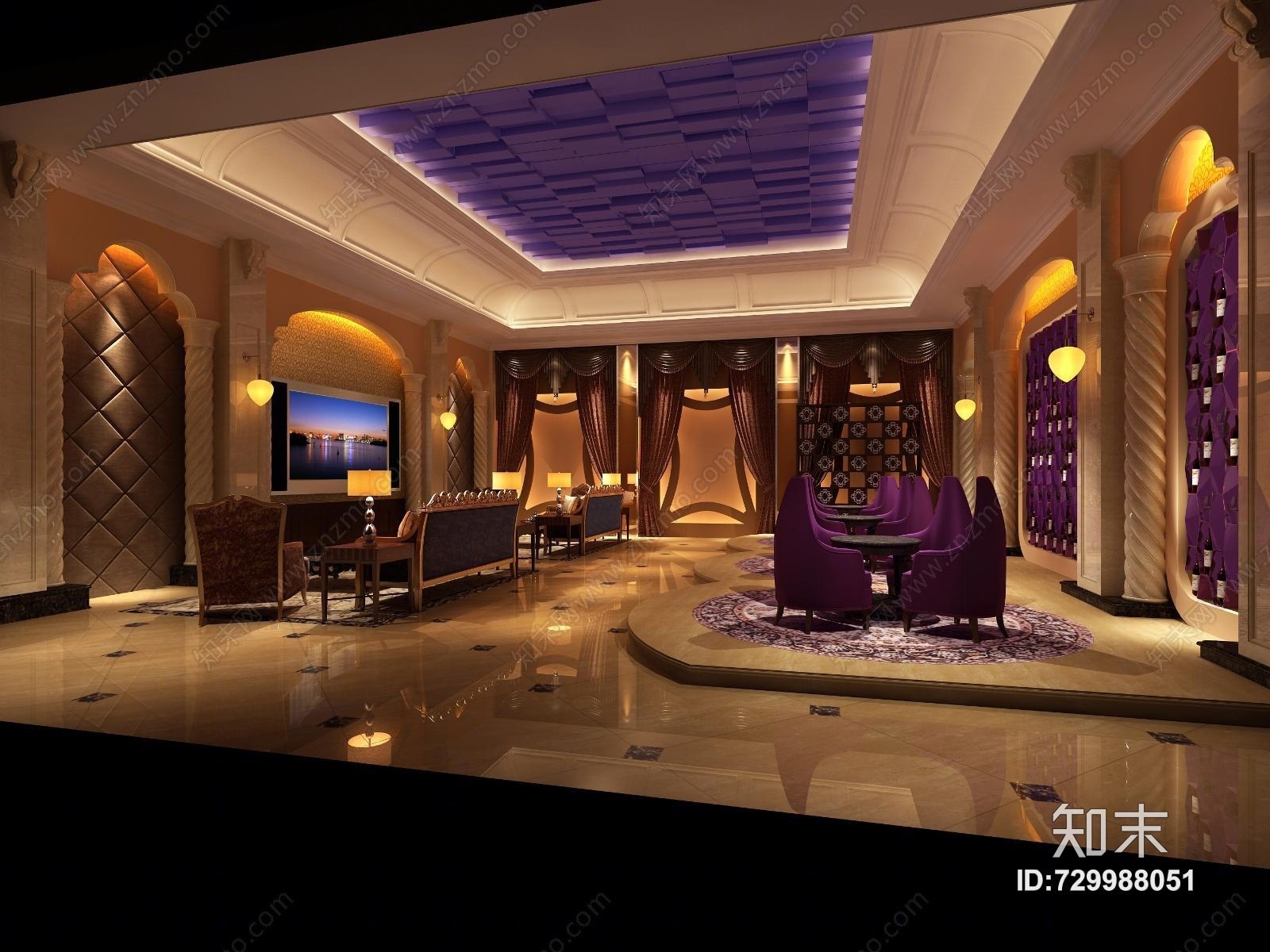 娱乐沙发电视壁灯3D模型下载【ID:729988051】