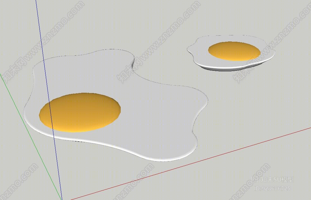 鸡蛋黄坐凳小品盘子SU模型下载【ID:928686725】
