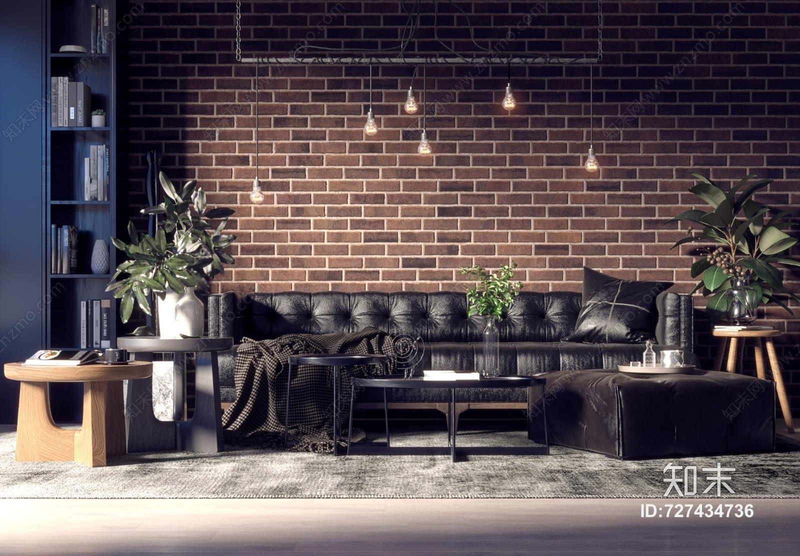 北欧客厅沙发背景墙3D模型下载【ID:727434736】