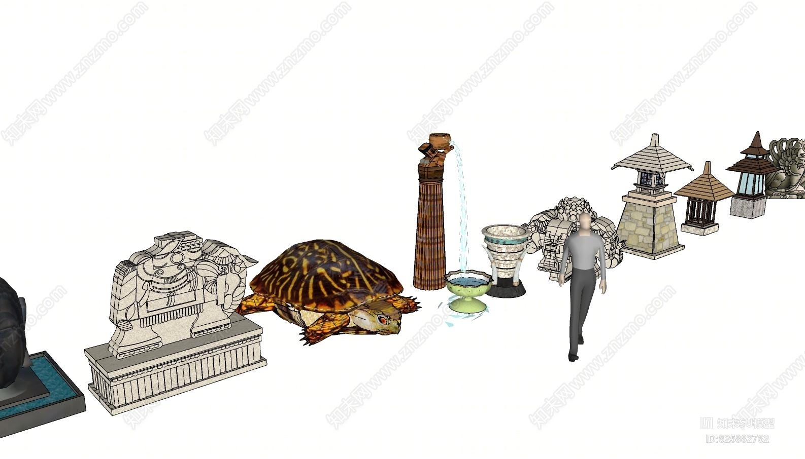 东南亚欧式雕塑小品SU模型下载【ID:825882762】