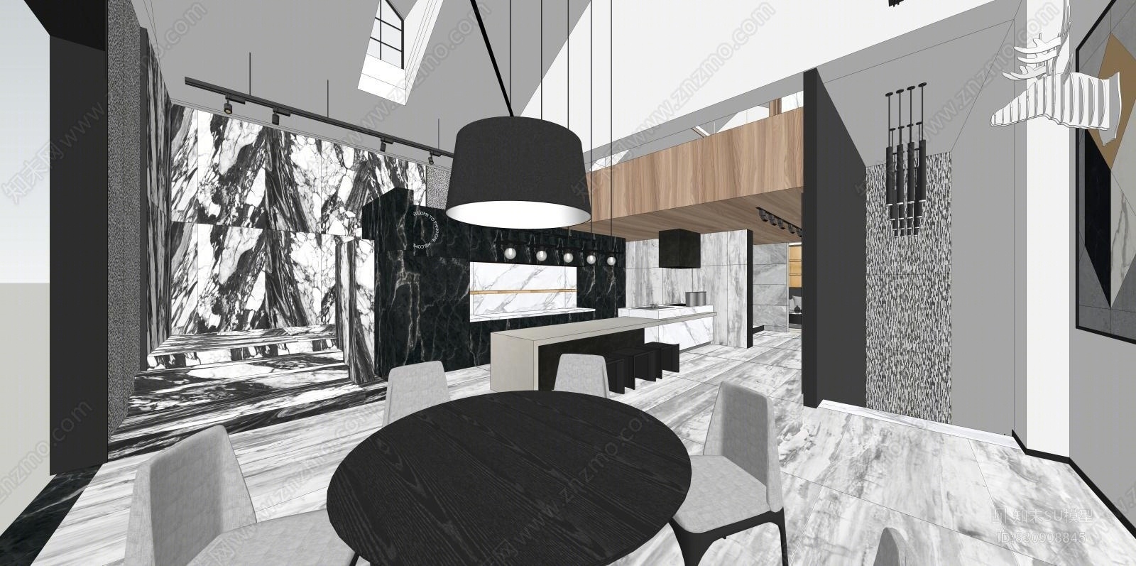 现代奢华地板展厅SU模型下载【ID:830908845】