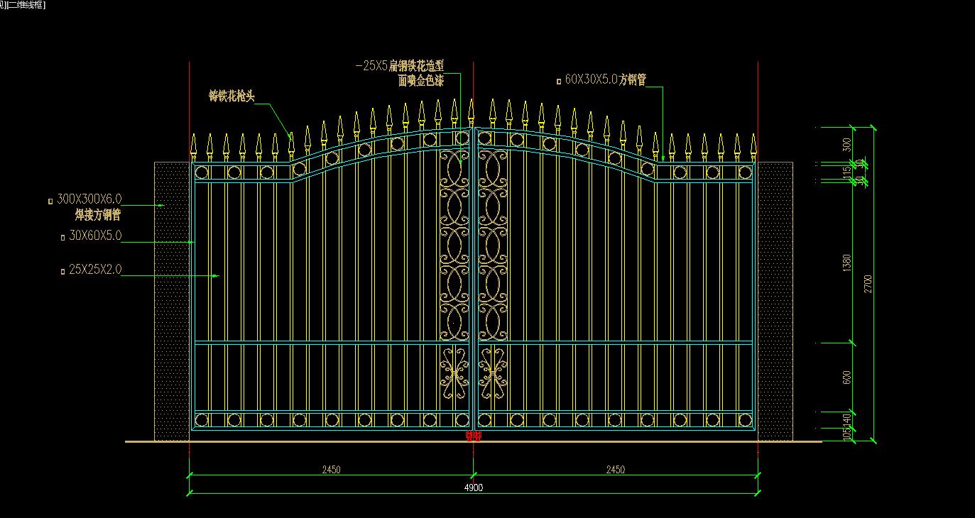 cad圖紙標籤 別墅鐵藝大門cad圖紙 鐵藝大門圖庫施工圖下載【id