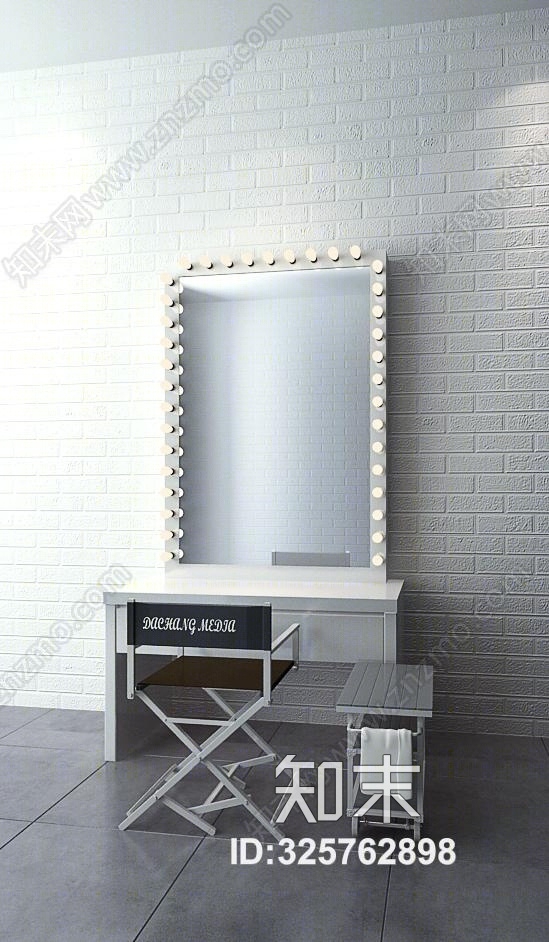 化妆桌子椅子组合3D模型下载【ID:325762898】