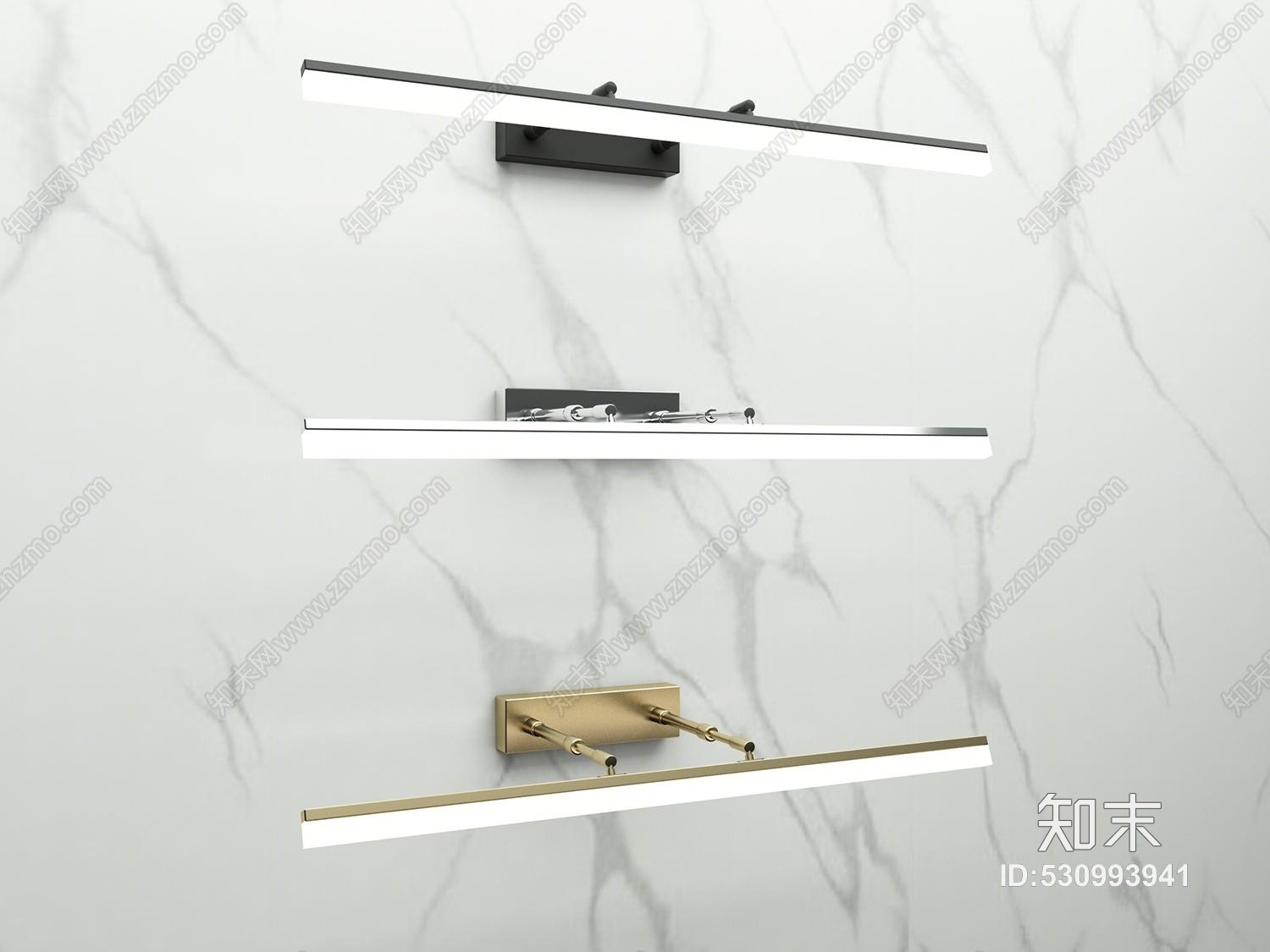 现代卫生间现代简约镜前灯3D模型下载【ID:530993941】