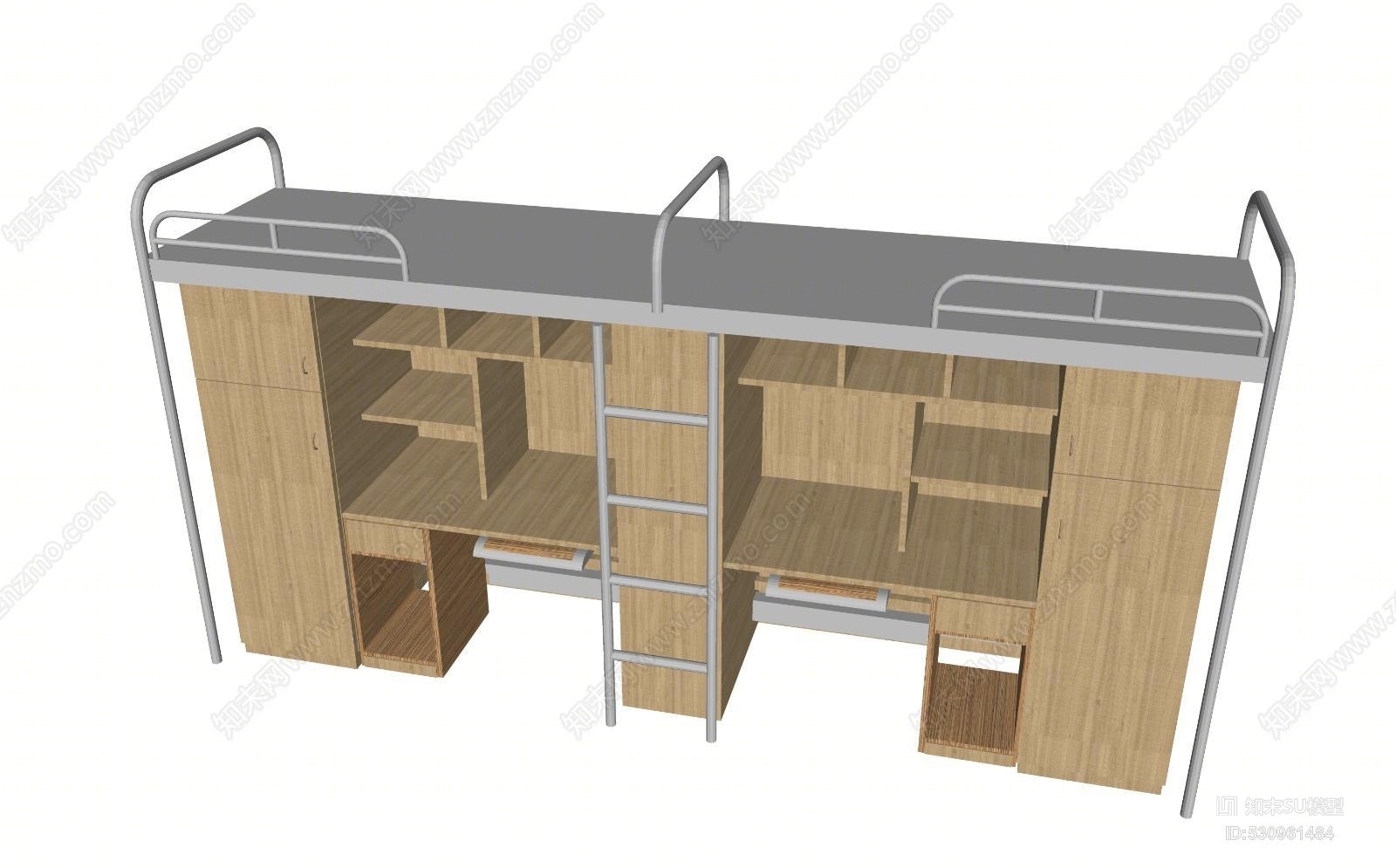 现代宿舍床SU模型下载【ID:530961484】
