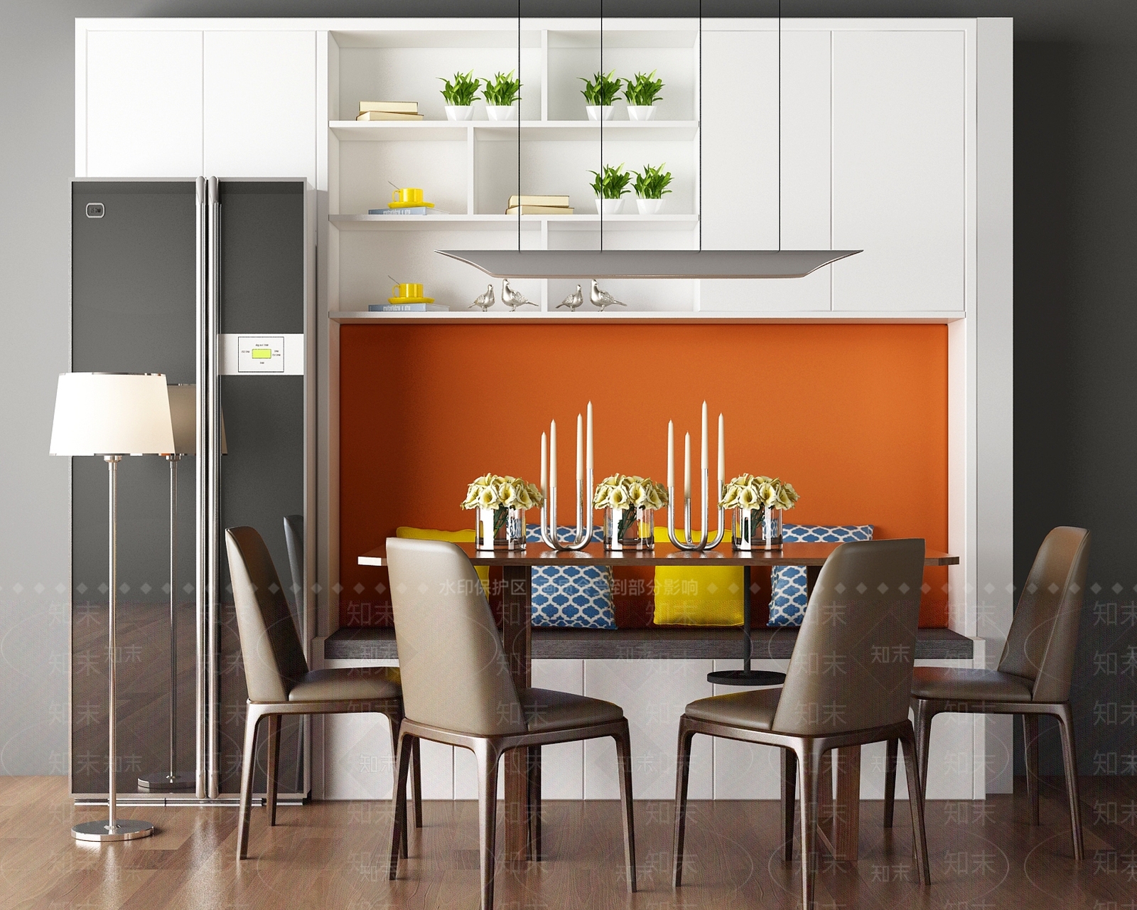 简欧餐桌椅组合3D模型下载【ID:134650859】