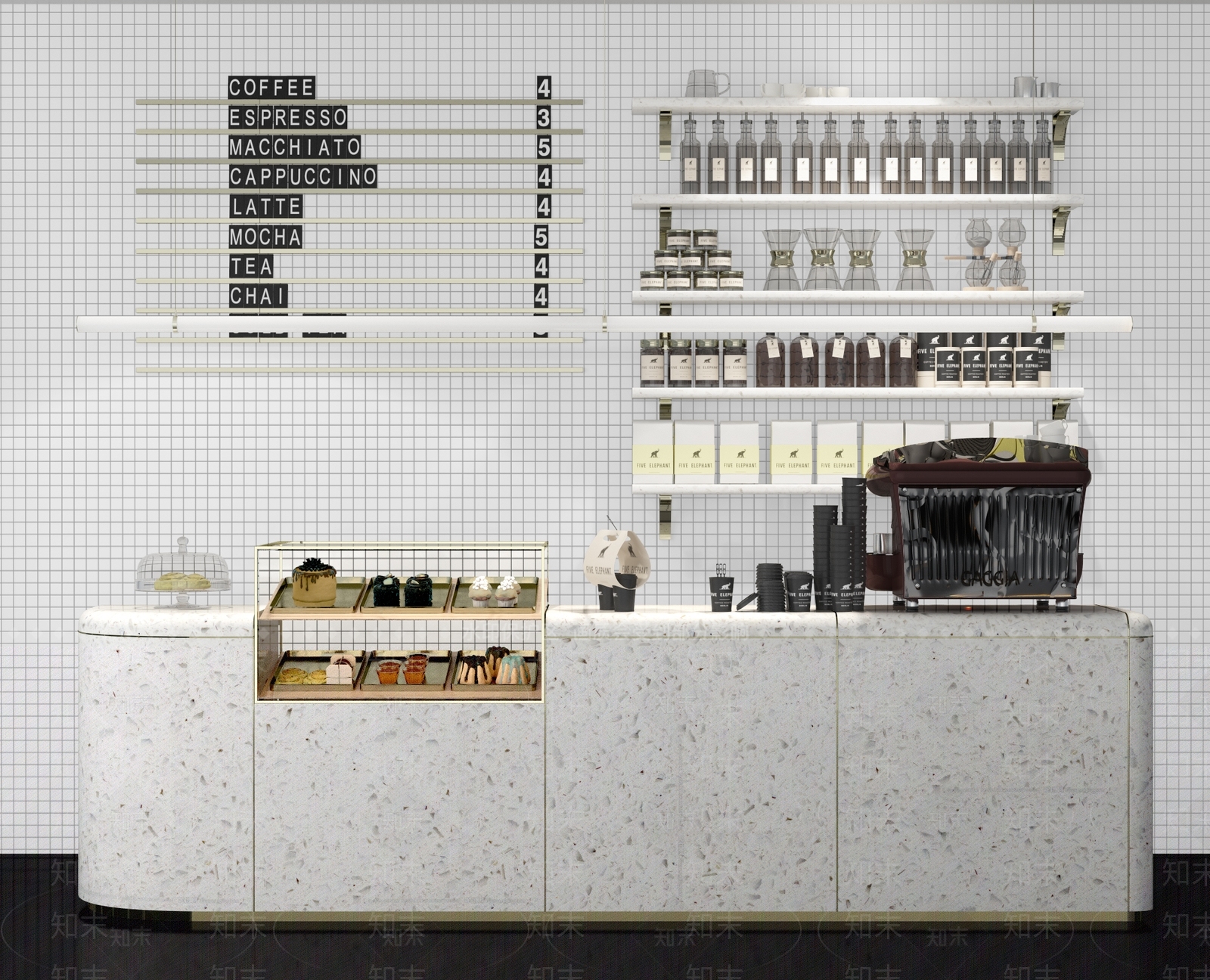 北欧奶茶吧台3D模型下载【ID:334956805】