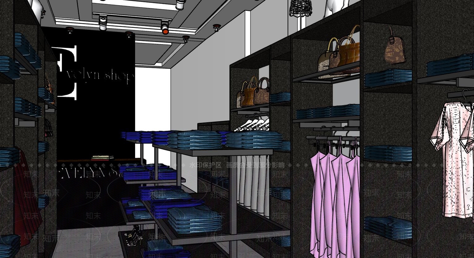 男装女装专卖店橱窗箱包SU模型下载【ID:132882016】