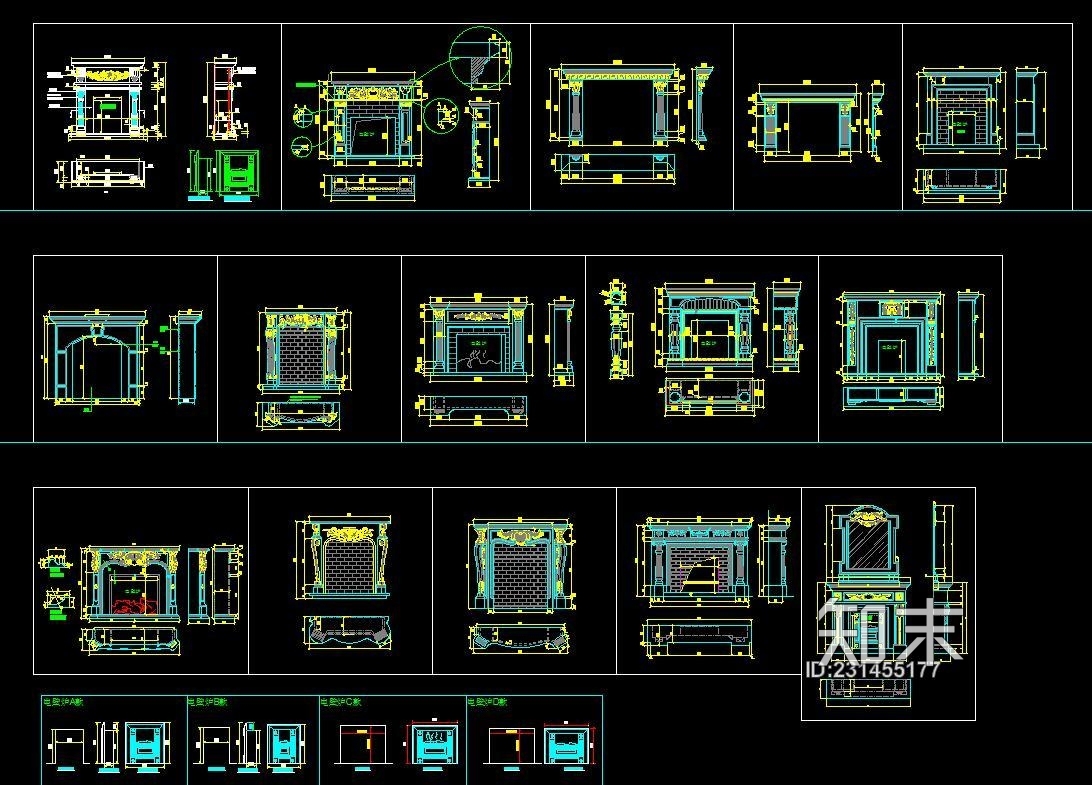 歐式壁爐設計深化cad施工圖下載