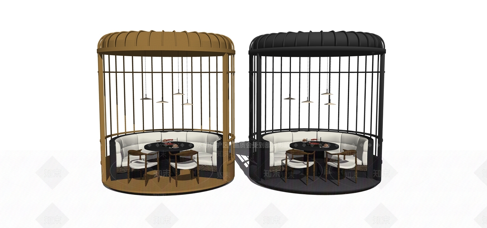 现代鸟笼卡座组合SU模型下载【ID:432330291】