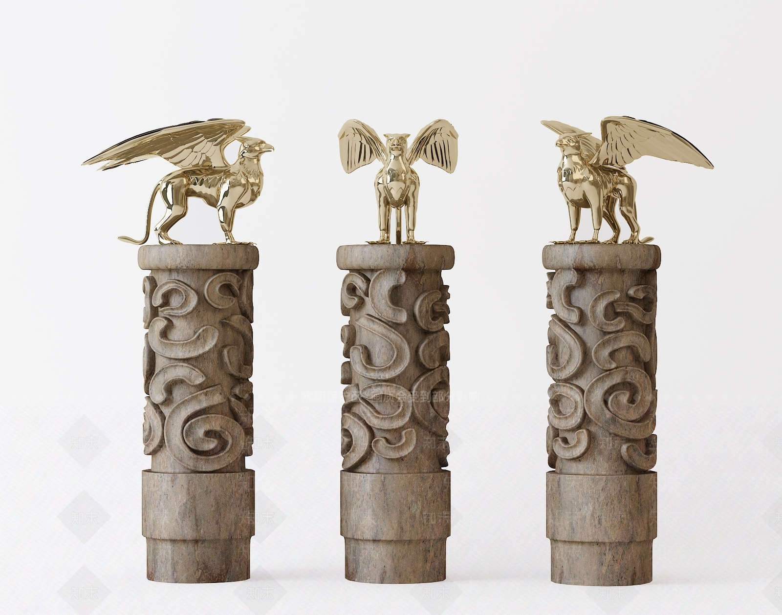 中式石雕鹰3D模型下载【ID:333963876】