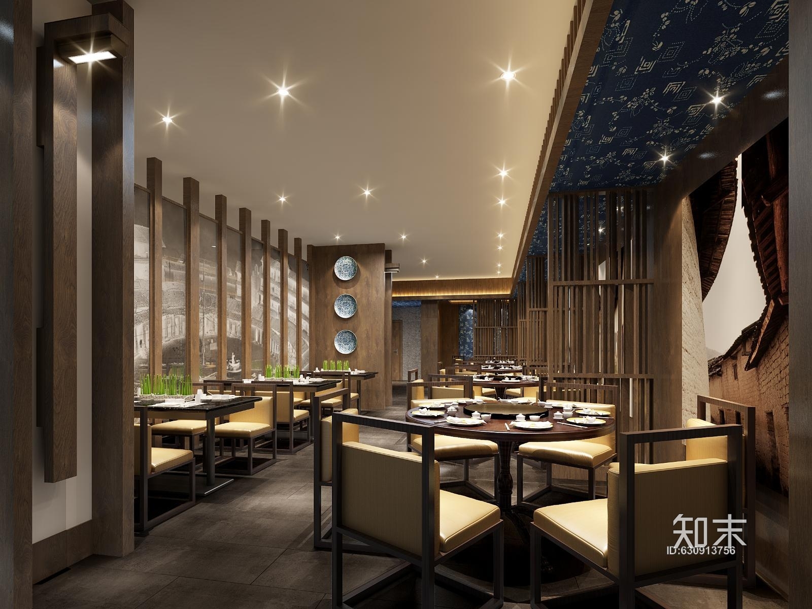 [餐饮空间]--鑫客家万达店经典客家菜馆施工图+效果图施工图下载【ID:630913756】