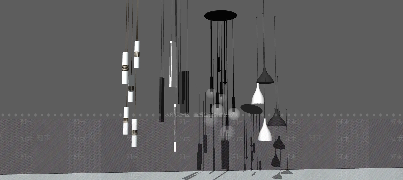 现代风格室内灯具SU模型下载【ID:334696841】