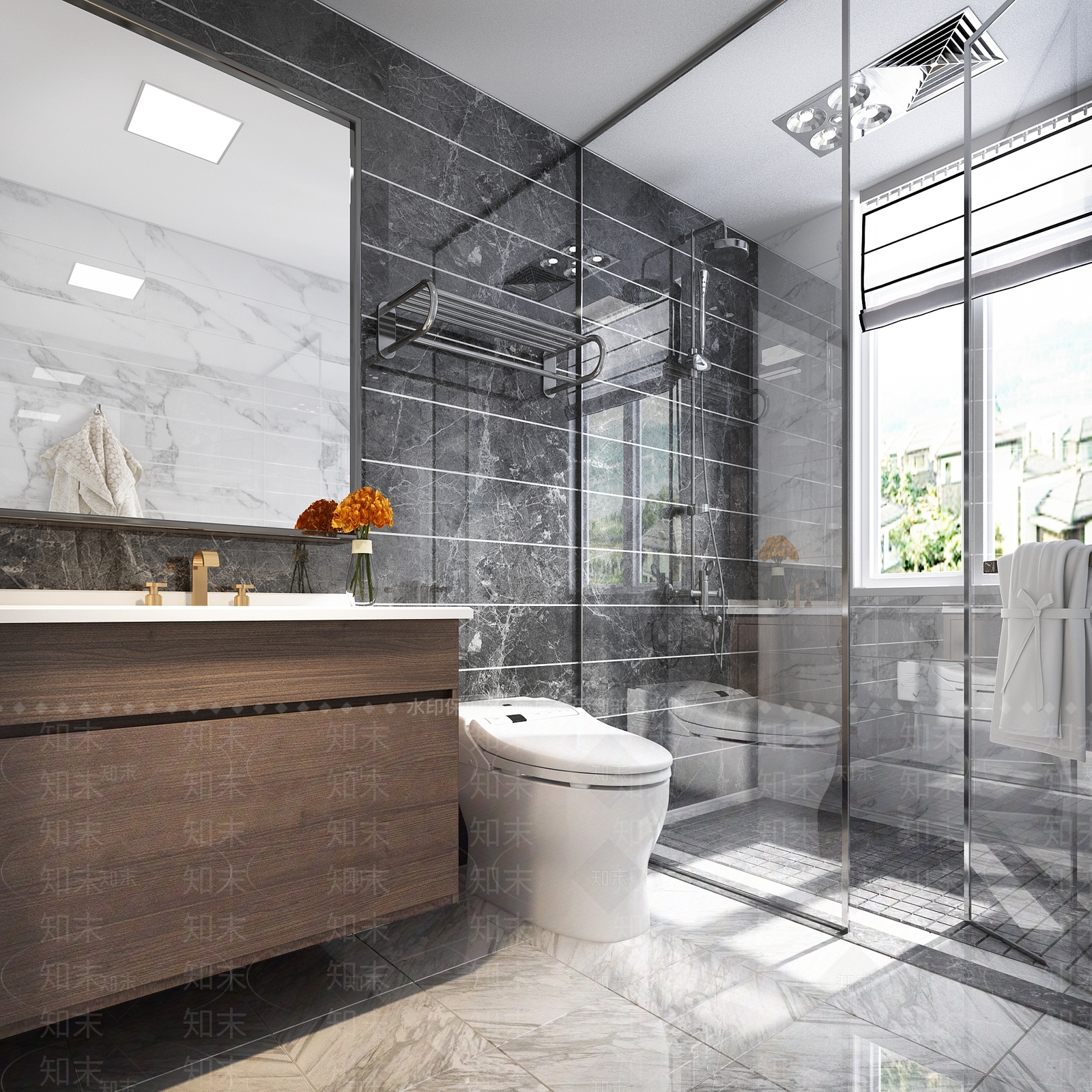 现代，卫生间，浴室柜，隔断3D模型下载【ID:533110429】