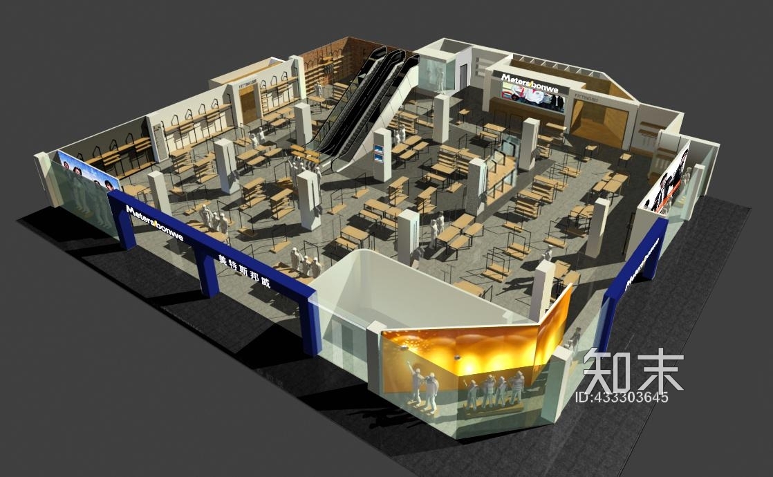 美特斯邦威武汉旗舰店整套施工图服装店大样图+效果图施工图下载【ID:433303645】