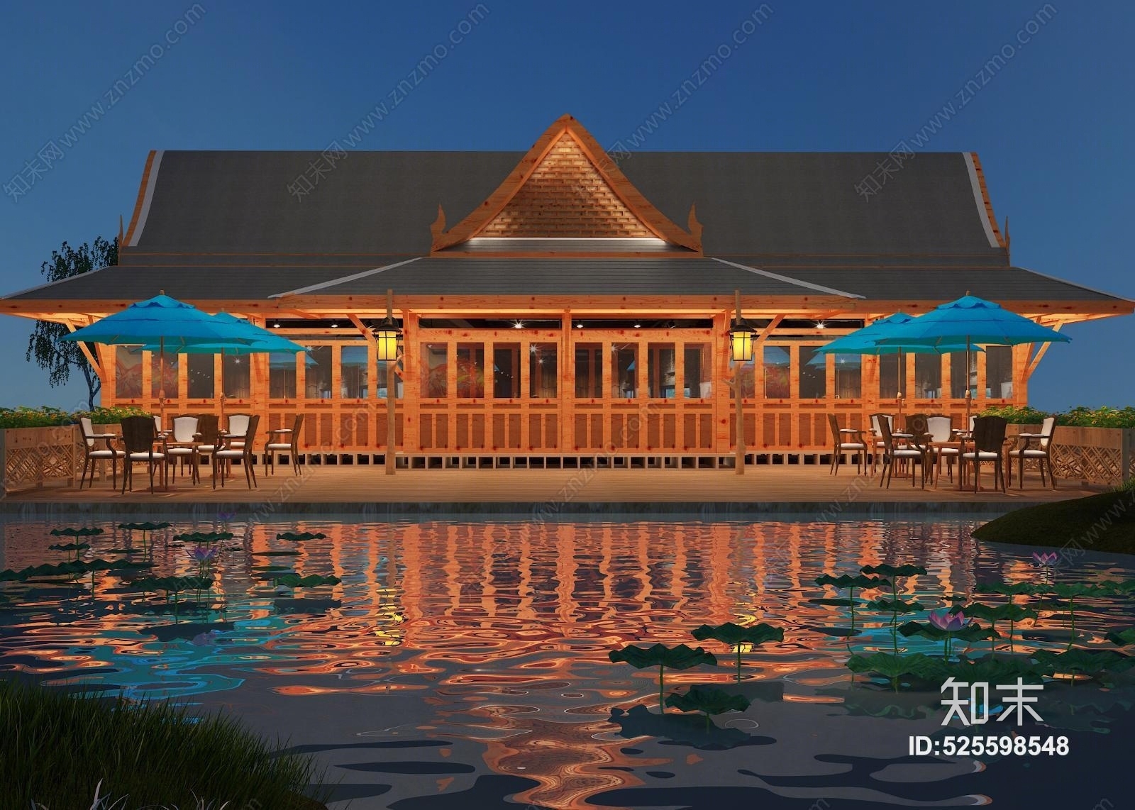 云南水乡餐饮外观3D模型下载【ID:525598548】