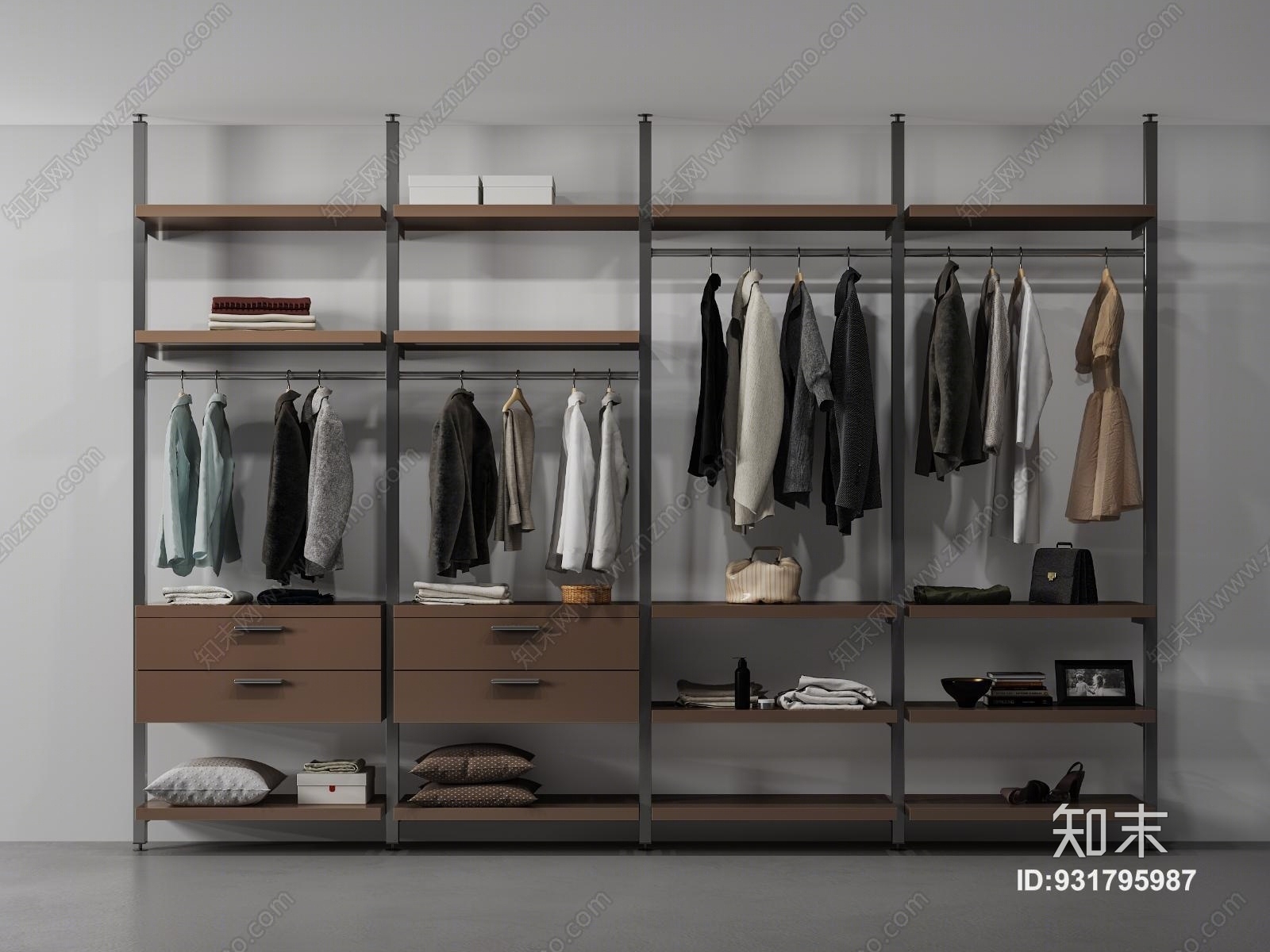 北欧现代衣柜衣服装饰品服饰3D模型下载【ID:931795987】