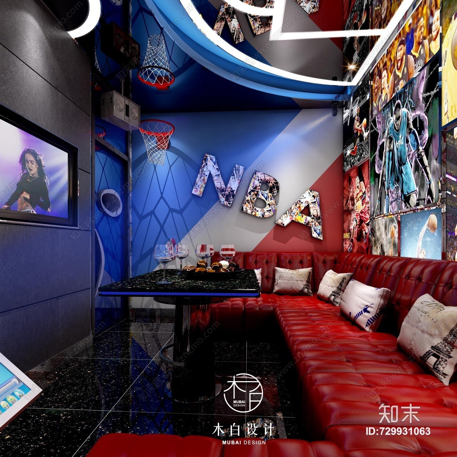 现代篮球主题包间小包3D模型下载【ID:729931063】