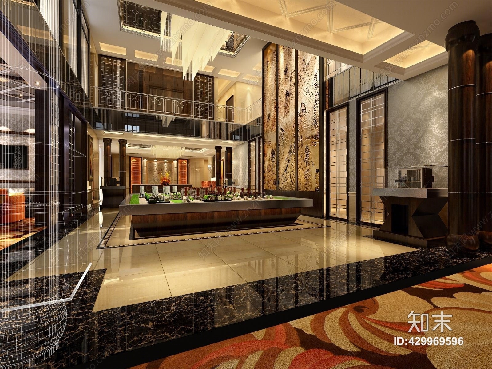 其它售楼处沙盘吊灯3D模型下载【ID:429969596】