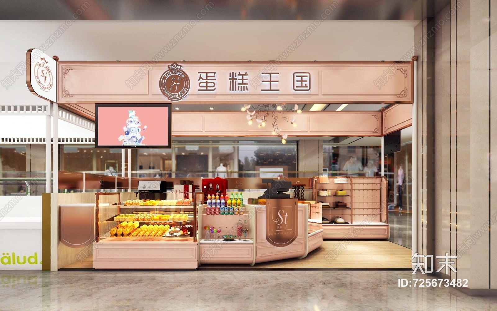 现代蛋糕店糕点甜品3D模型下载【ID:725673482】