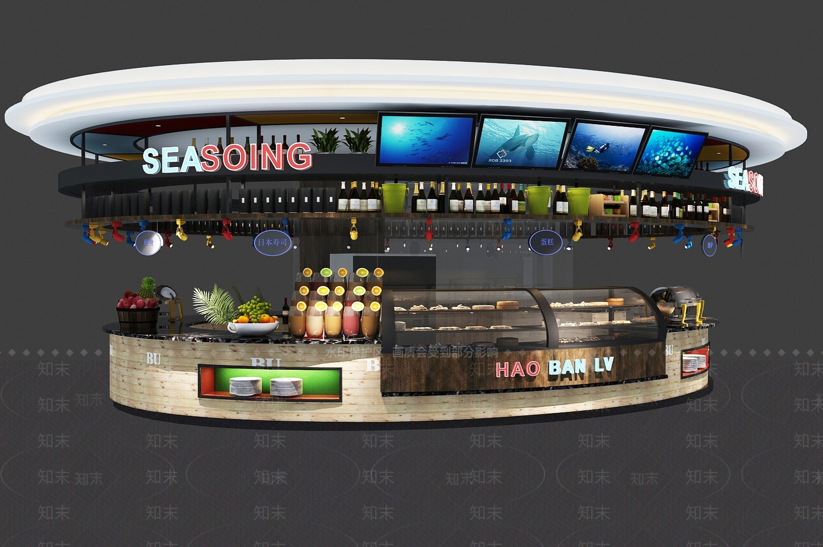 现代吧台服务台3D模型下载【ID:734101955】