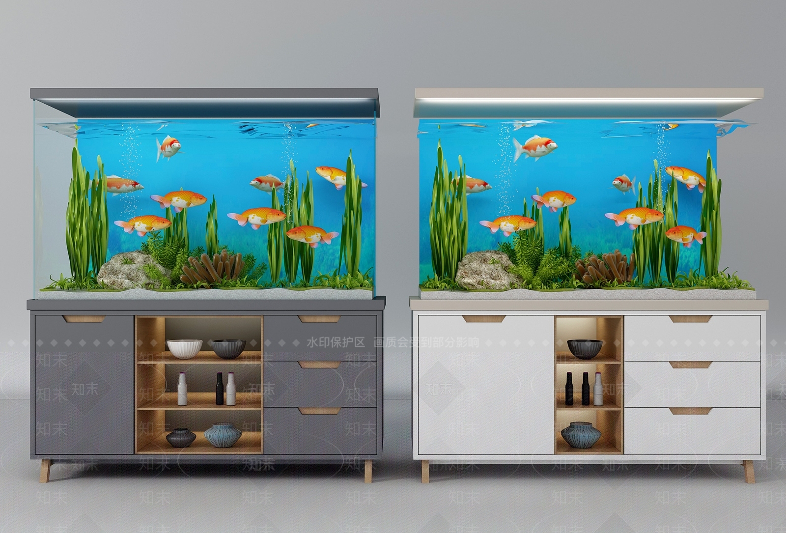 现代鱼缸3D模型下载【ID:635065723】