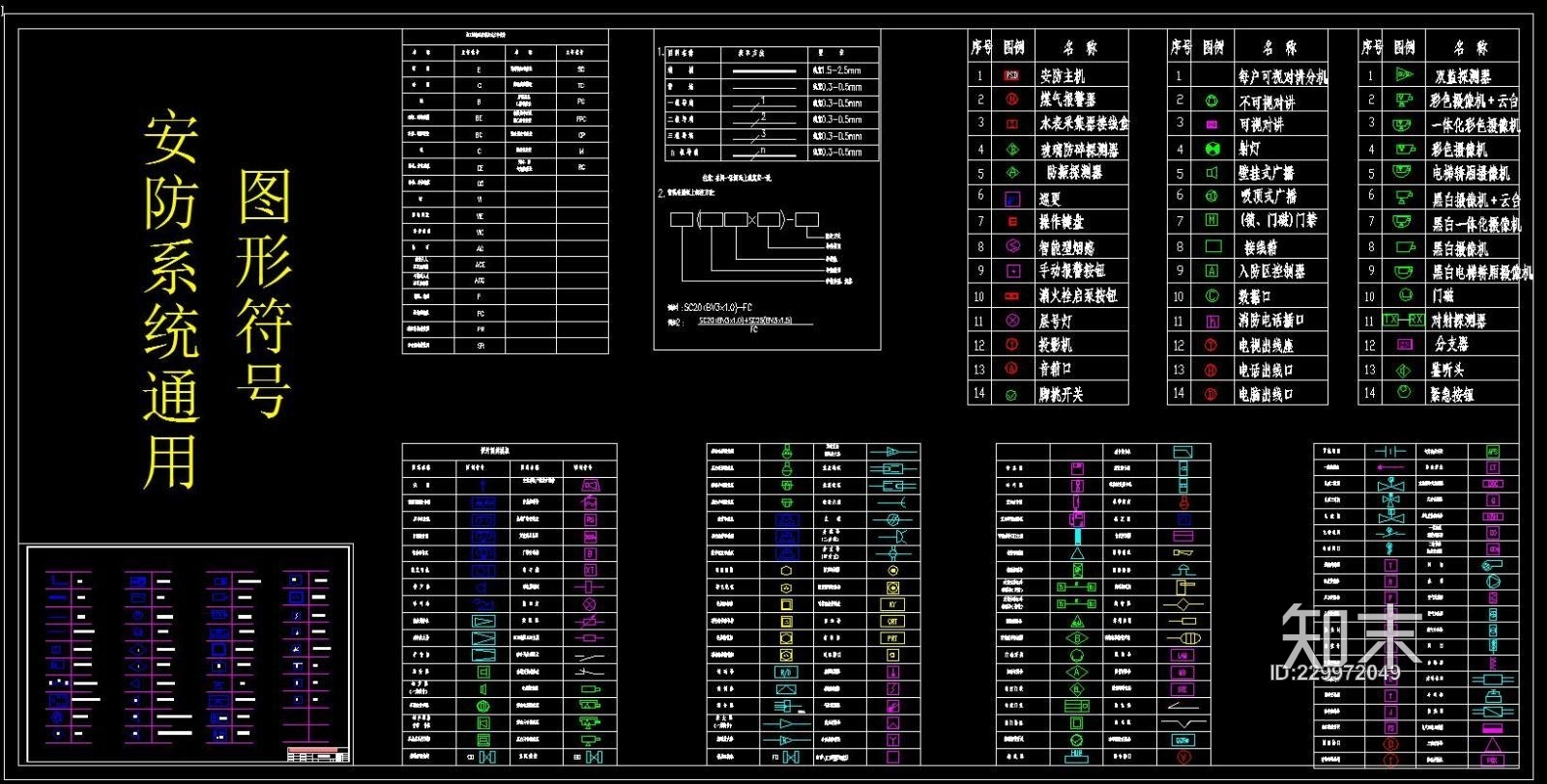 安防系统通用图形符号施工图下载【ID:229972049】