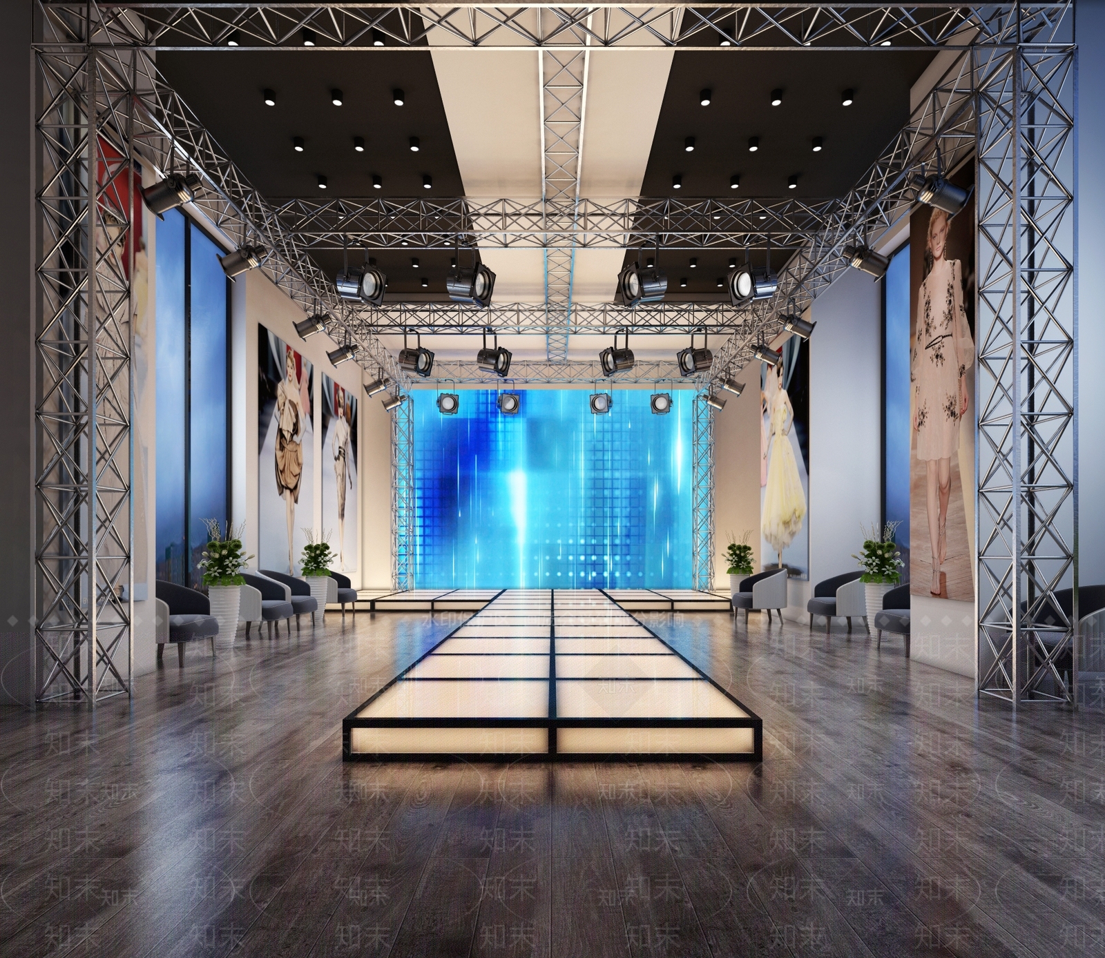 现代展示T台3D模型下载【ID:933138327】