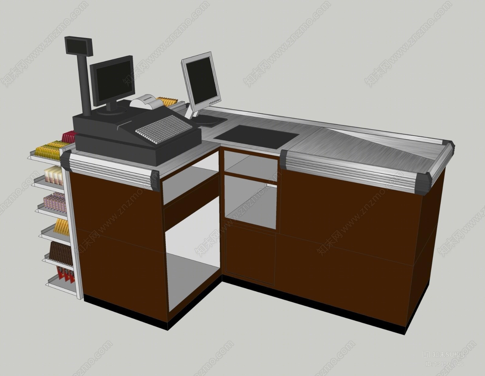 超市收银台SU模型下载【ID:130908046】