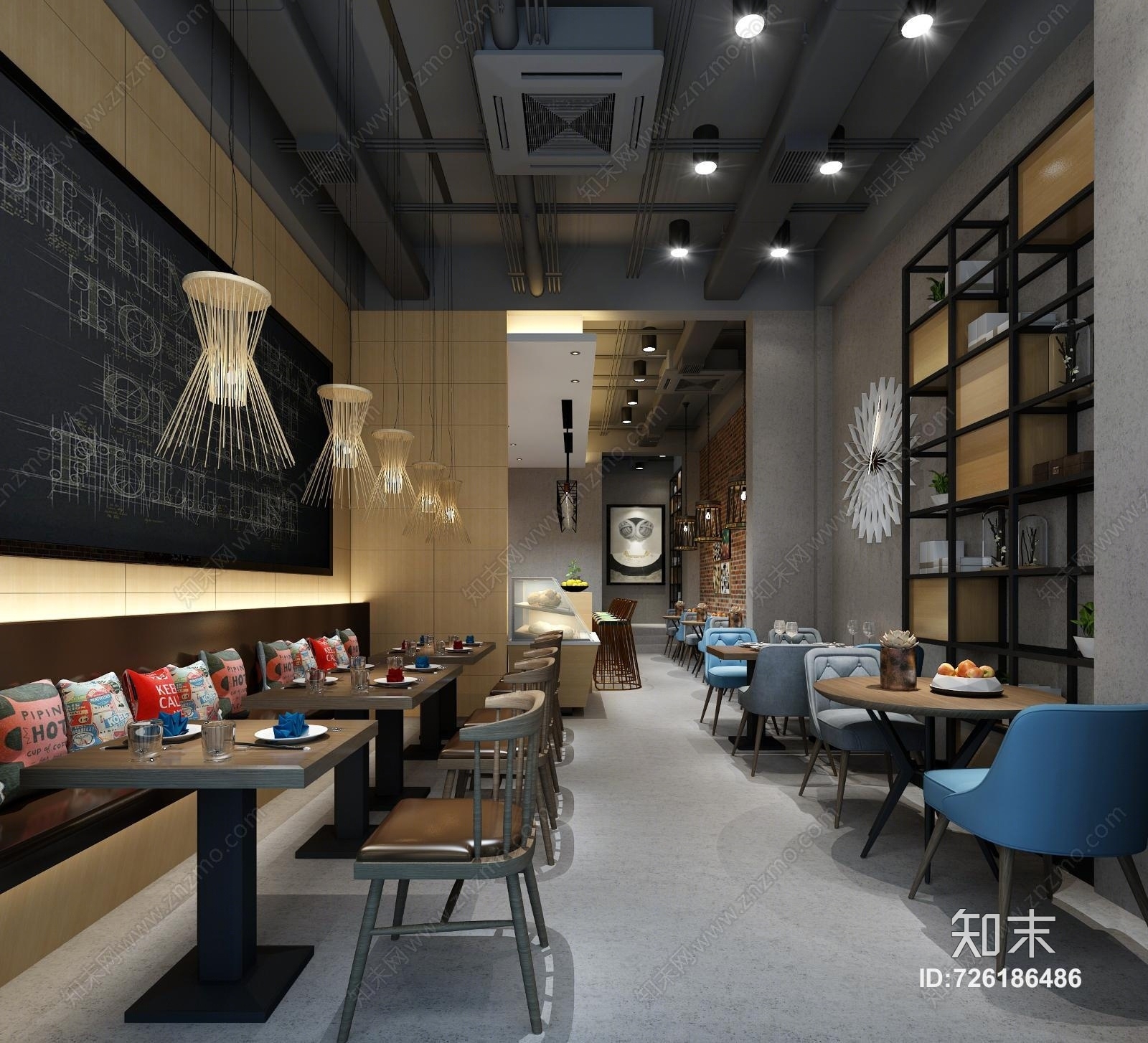 工业风现代咖啡店3D模型下载【ID:726186486】